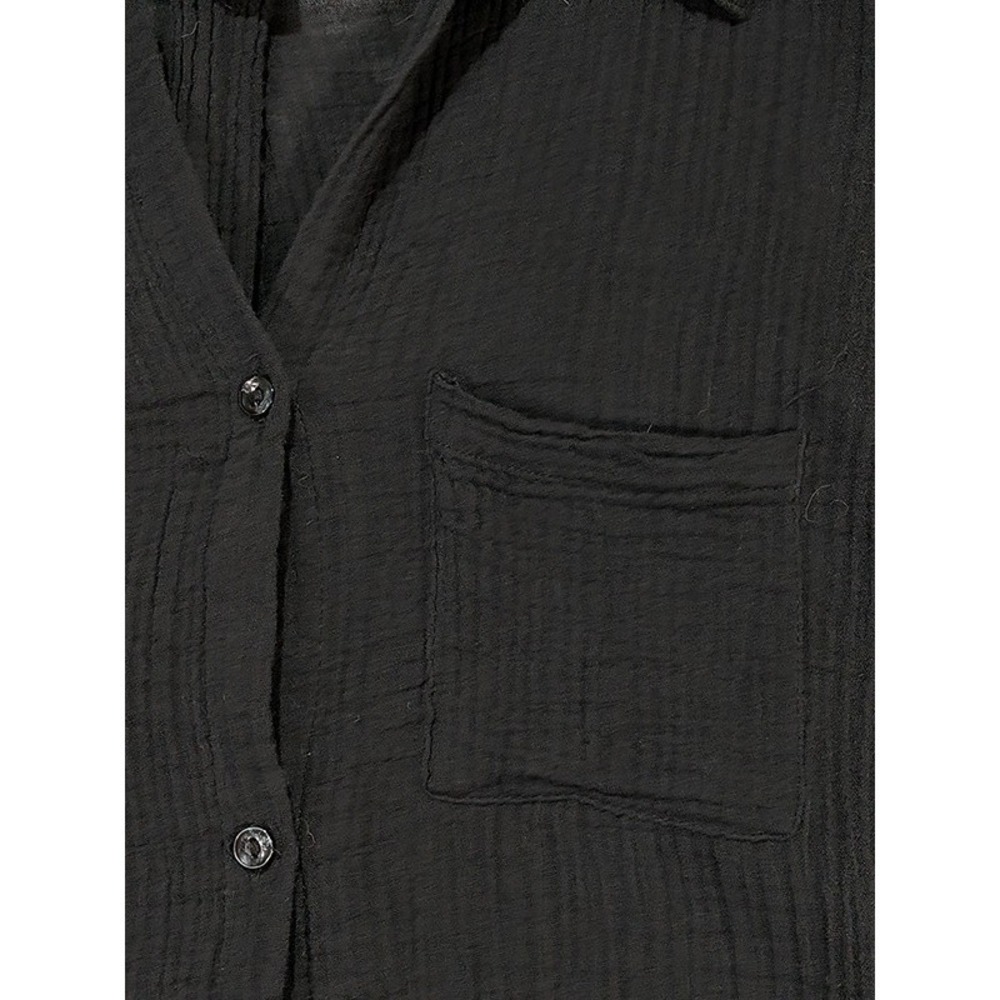 Shade & Shore Top Cover Up Womens M Black Gauzy Coastal Lagenlook Resort Beach - Picture 3 of 9